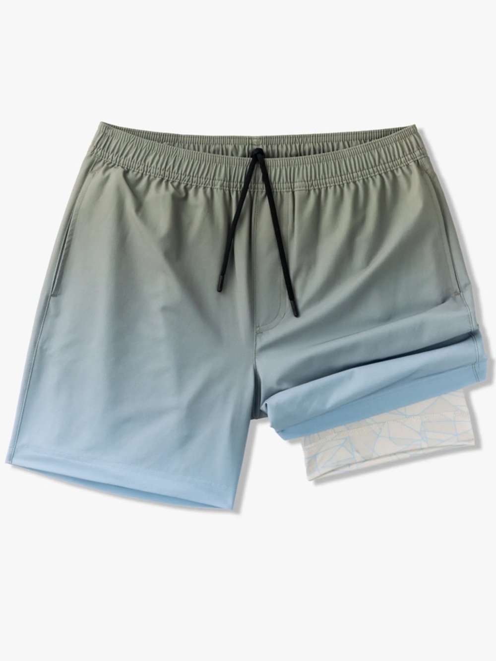 chubbies Ombre Lined Shorts in Sage Green to Light Blue